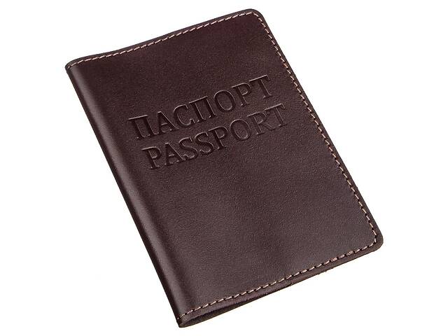 Шкіряна обкладинка на паспорт з написом SHVIGEL 13976 Коричнева