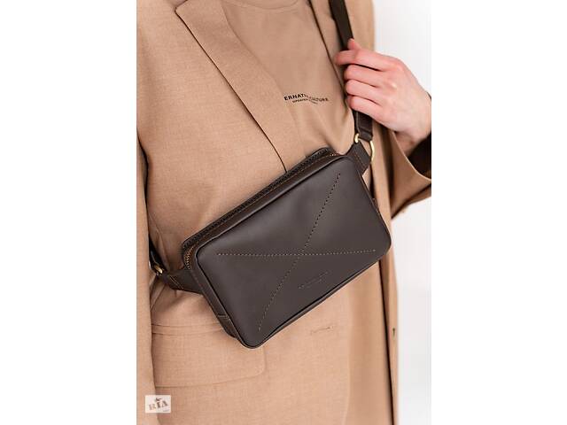 Кожаная поясная сумка BlankNote Dropbag Mini темно-коричневая