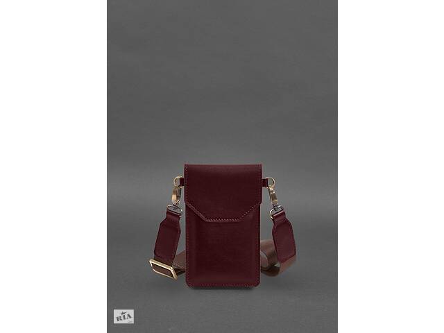 Кожаная сумка-чехол для телефона бордовая BlankNote