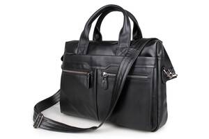 Кожаная сумка Черная мужская 7122A 39.5 × 29 × 9