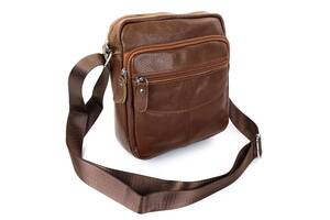 Кожаная сумка для мужчин JZ NS8234-3 19х22х7см светло-коричневая