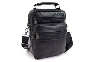 Кожаная сумка-мессенджер мужская с ручкой JZ AN-902 18x23x7-9 Черный