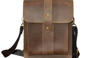 Кожаная сумка планшет мессенджер с клапаном Limary lim0123rc коричневая