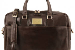 Кожаная сумка портфель для ноутбука на два отделения Tuscany Leather Urbino TL141894 Темно-коричневый