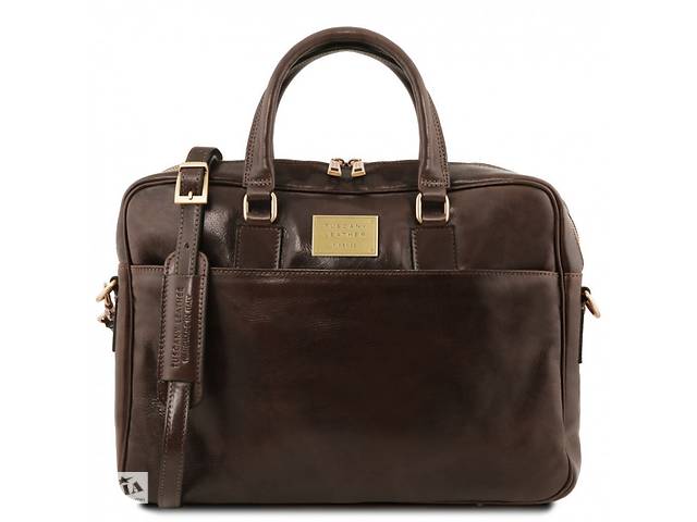 Кожаная сумка портфель для ноутбука на два отделения Tuscany Leather Urbino TL141894 Темно-коричневый