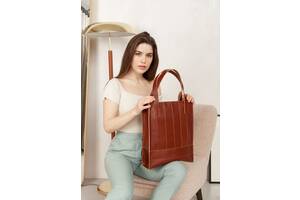 Кожаная женская сумка шоппер Бэтси светло-коричневая краст BlankNote