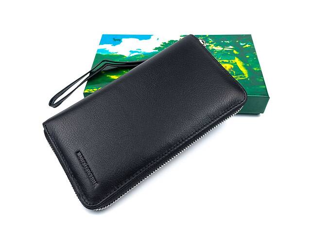 Кожаное мужское портмоне с ручкой Marco Coverna MC-802-1 (JZ6708) черный