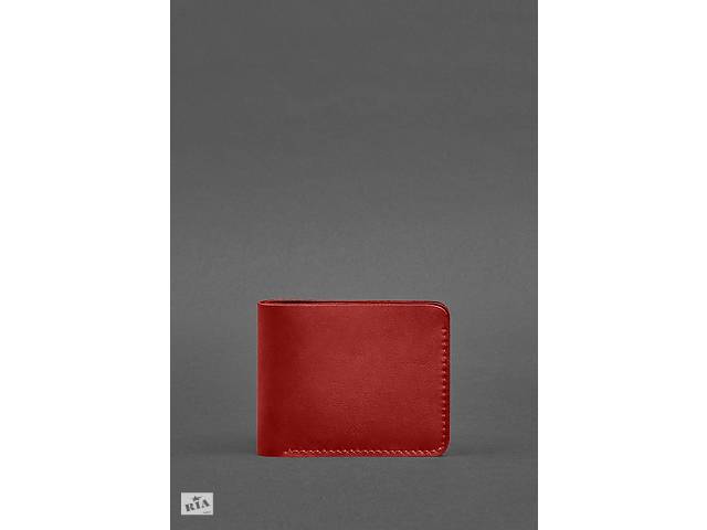 Кожаное портмоне 4.4 (с зажимом) красный краст BlankNote