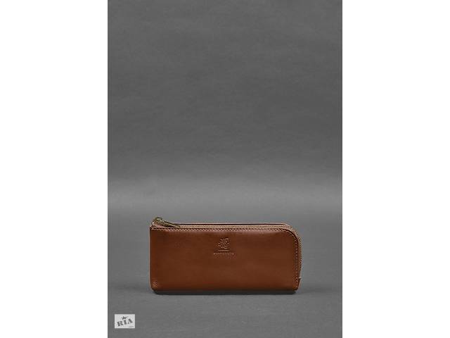 Кожаное портмоне-купюрник на молнии 14.0 светло-коричневое BlankNote