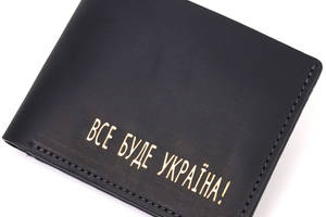 Кожаное портмоне из винтажной кожи в два сложения GRANDE PELLE 16735 Черный