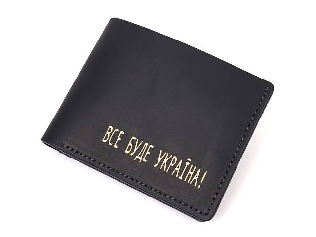 Кожаное портмоне из винтажной кожи в два сложения GRANDE PELLE 16735 Черный