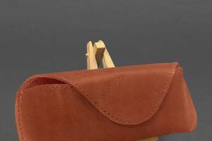 Кожаный чехол для очков с клапаном на магните Светло-коричневый Crazy Horse BlankNote