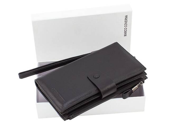 Кожаный дорожный кошелек для путешествий 19,5х10,5 Marco Coverna 1426 (1426 black) чёрный
