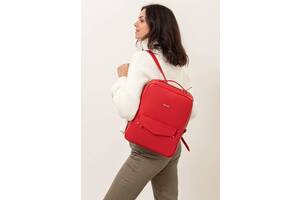 Кожаный городской женский рюкзак на молнии Cooper красный BlankNote