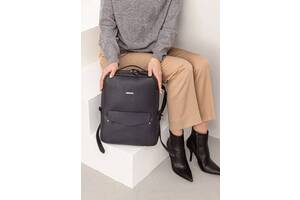 Кожаный городской женский рюкзак на молнии Cooper темно-синий флотар BlankNote