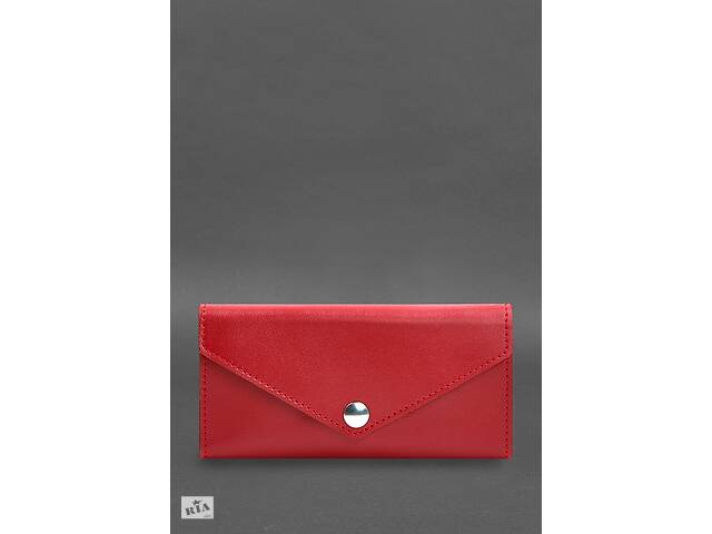 Кожаный клатч портмоне на кнопке 5.0 красный краст BlankNote