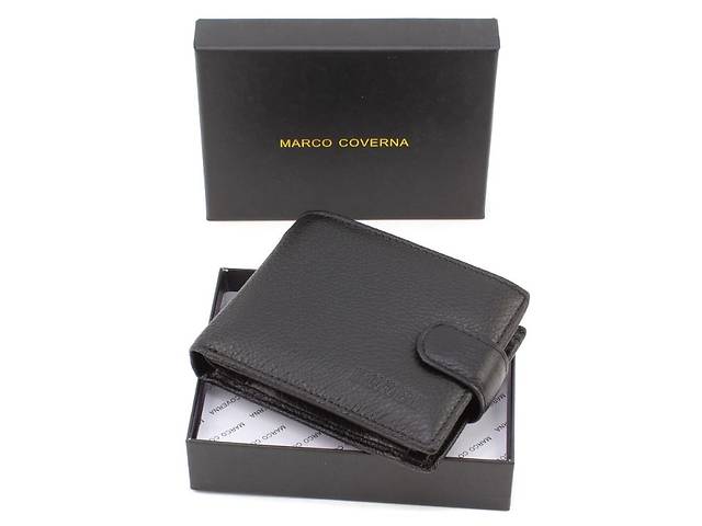 Кожаный кошелек для парней с визитницей 11,5х9 Marco Coverna M111 (21584) черный