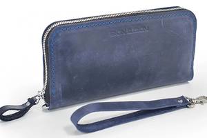 Кожаный кошелек Skin and Skin Zipper L 21х11.5х2.5 см Темно-синий (LW06nb)