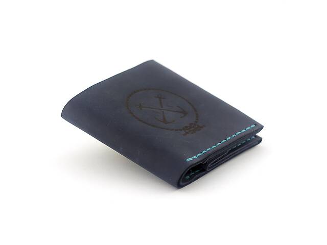 Кожаный кошелёк Wallet Square с отделением для монет Темно-синий (as120103)
