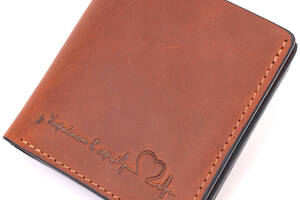 Кожаный мужской кошелек с монетницей Сердце GRANDE PELLE 16743 Светло-коричневый