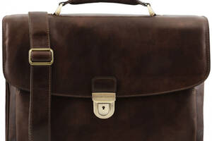 Кожаный мужской портфель мультифункциональный Tuscany TL142067 Alessandria Темно-коричневый