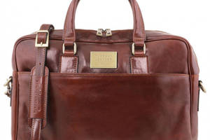 Кожаный портфель для ноутбука с передним карманом Tuscany Leather Urbino TL141241 Коричневый