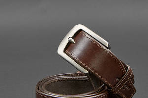 Кожаный ремень 40 мм коричневый с темно-бежевой нитью BlankNote