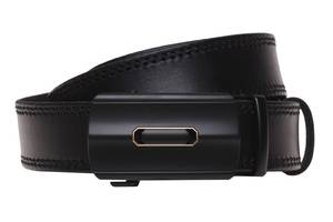 Кожаный ремень с пряжкой автомат Borsa Leather v1genav11 черный