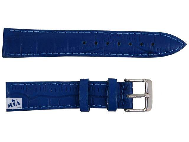 Кожаный ремешок для часов под крокодила Mykhail Ikhtyar ширина 18 мм Синий (S18-318S blue)
