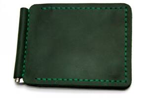 Кожаный зажым для денег с магнитом Gofin Зеленый (SKG-10046)