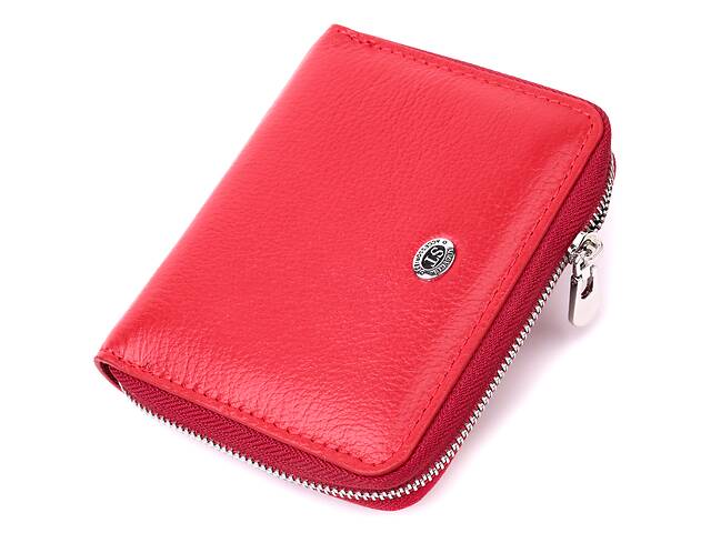 Кожаный женский кошелек на молнии с металлическим логотипом ST Leather 19484 Красный