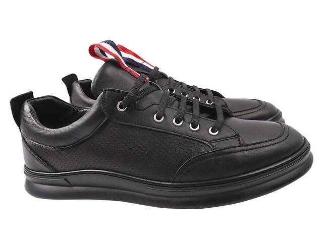 Кросівки чоловічі з натуральної шкіри на низькому ходу на шнурівці колір Чорний Ridge 427-21DTC 40