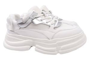 Кросівки жіночі з натуральної шкіри на платформі на шнурівці Білі Li Fexpert 579-21DK 36