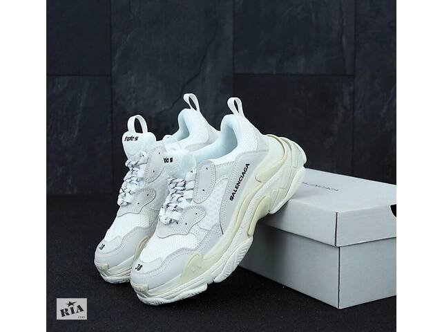 Кросівки Balenciaga Triple S білого кольору (Жіночі та чоловічі розміри Баленсиага Трипл З багатошарова підошва) 40