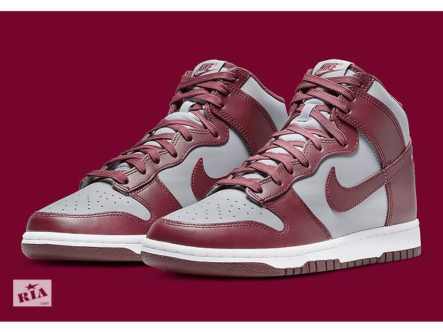 Кроссовки мужские Nike Dunk High (DD1399-600) 44 Бордово-Серый