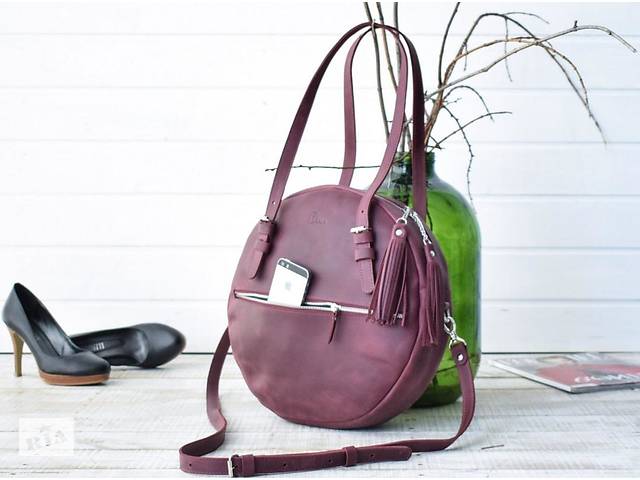Круглая сумка кожаная Round Babak, фиолетовый