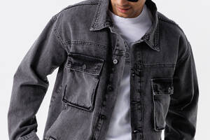 Куртка джинсовая мужская Little Cup 15615 L Серый (2000990414311)