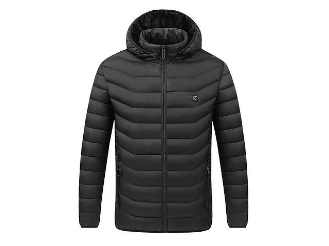 Куртка с подогревом от повербанка USB Lesko M09-4 XL Black зимняя с капюшоном 2 зоны подогрева для туризма