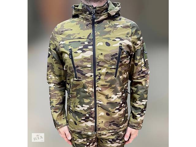 Куртка тактическая на флисе, Мультикам, размер XXL, подкладка - флис, демисезонная флисовая куртка для военных