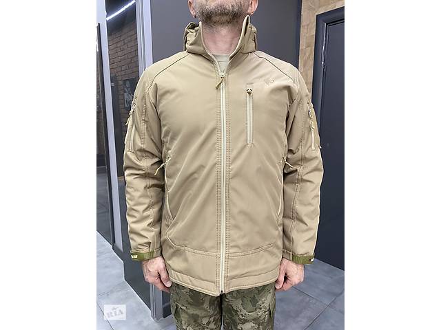 Куртка тактична WOLFTRAP Softshell, колір Койот, розмір XXL, зимова куртка флісова для військових