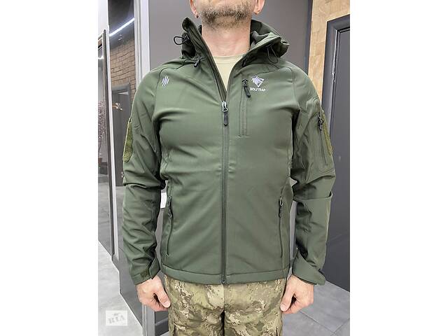 Куртка тактична WOLFTRAP Softshell, колір Оливковий, розмір L, зимова куртка флісова для військових