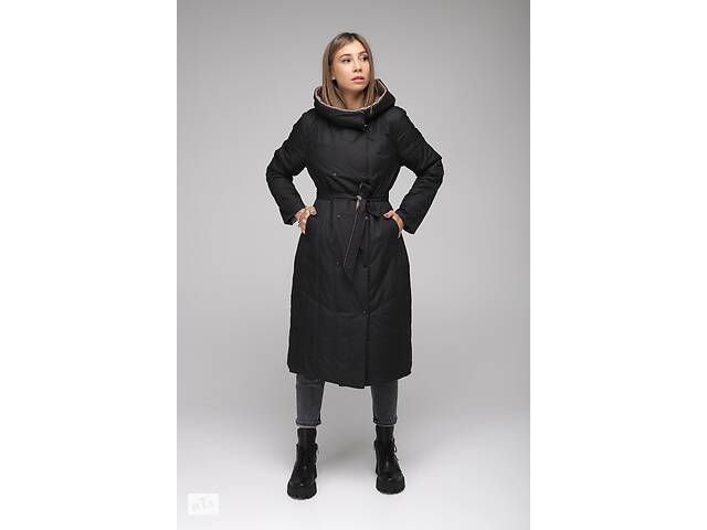 Куртка женская двухсторонняя Button 110-656 M Черно-коричневый (2000989400455)