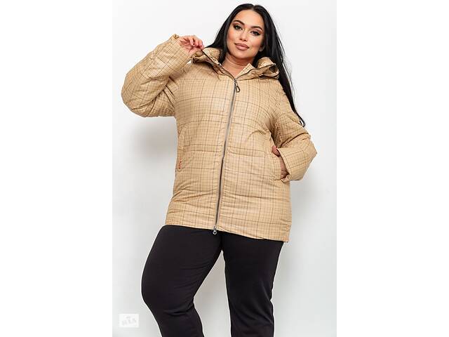 Куртка женская в клетку демисезонная батал Бежевый 224RP036 Ager (95635_773530) XXL