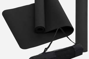 Килимок (мат) спортивний SportVida TPE 183 x 61 x 1 см для йоги та фітнесу SV-EZ0061 Black Купи уже сегодня!