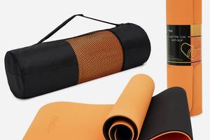 Килимок спортивний Cornix TPE 183 x 61 x 1 см для йоги та фітнесу XR-0091 Orange/Black Купи уже сегодня!