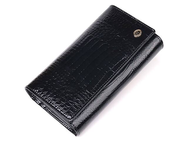 Лаковый женский кошелек с визитницей ST Leather 19403 Черный