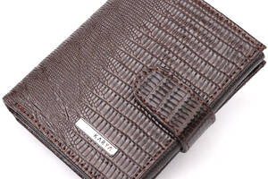 Лакированное мужское портмоне из фактурной кожи KARYA 21046 Коричневый