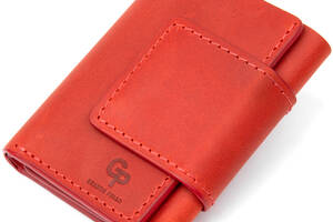 Матовое винтажное портмоне GRANDE PELLE 11459 Красный 8х10х1,5