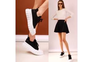 Модные качественные женские Кроссовки Кеды черно-белые размер 37 - женские трендовые кроссовки