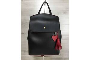 Молодежный сумка-рюкзак WeLassie Сердце Черно-красный (65-44606)